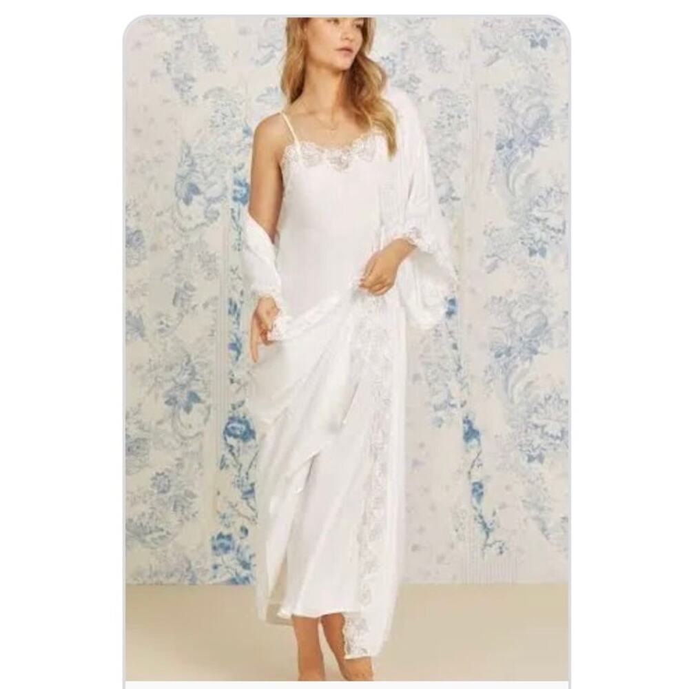 EILEEN WEST SET NWT Sz M White Satin Nightgown & Peignoir Bride Wedding Night